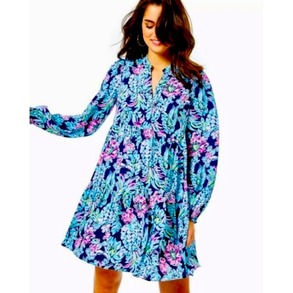 Lilly Pulitzer Winona Stretch Dress in High Tide Navy Pineapple Paradise